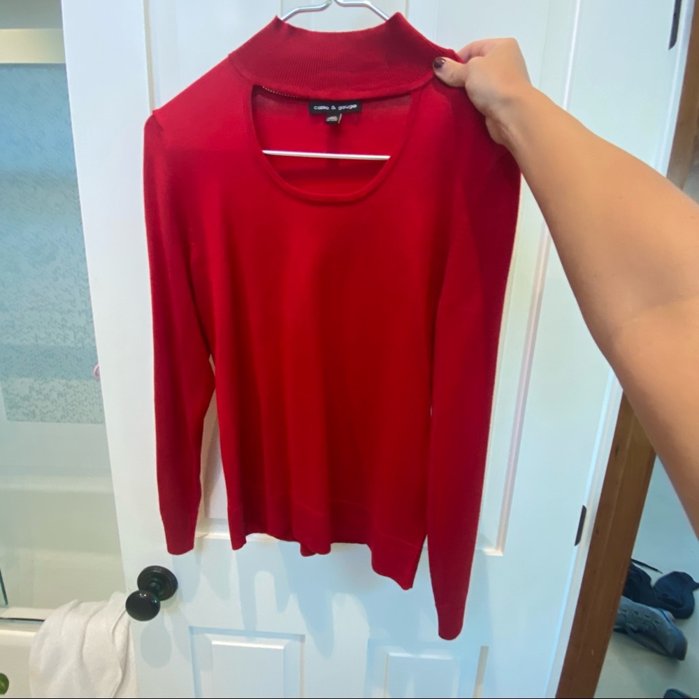 red knit blouse